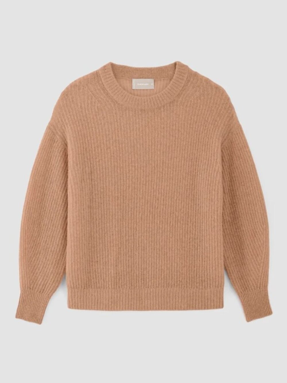 EVERLANE THE OVERSIZED COCOON CREW IN ALPACA WARM TAUPE SIZE XS